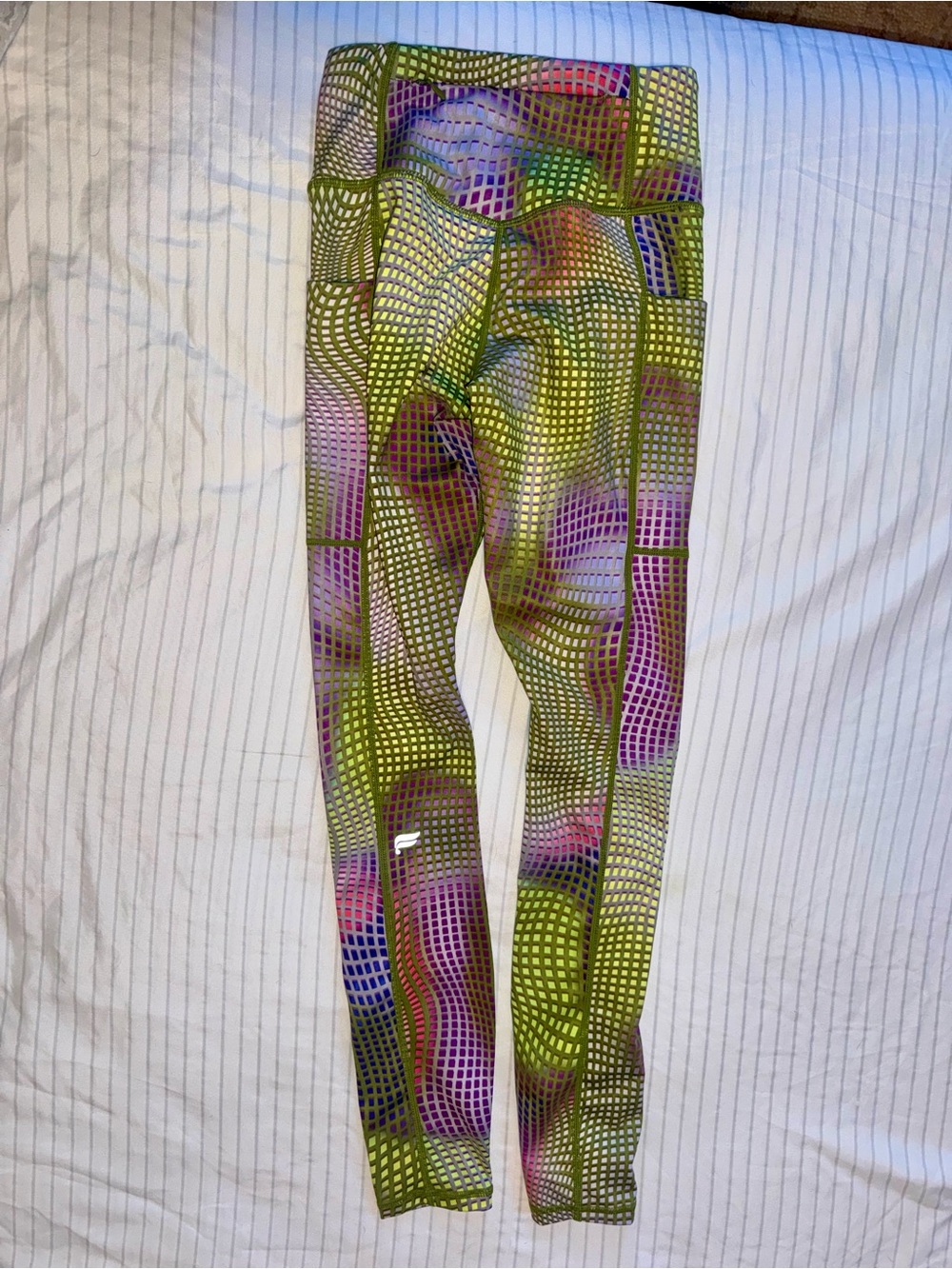 Fabletics Lime Green and Purple Printed High-Waist Leggings - Picture 4 of 4